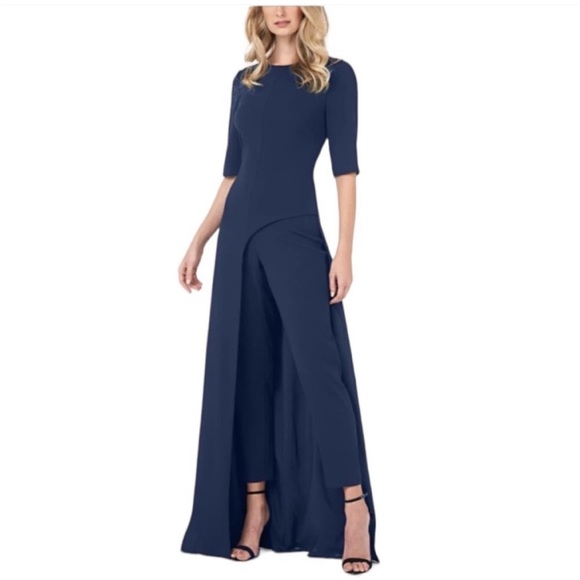 Kay Unger Midnight Blue Davina Maxi Romper Dress, SIZE 8 NEW WITHOUT TAGS. 0718 - Picture 1 of 7